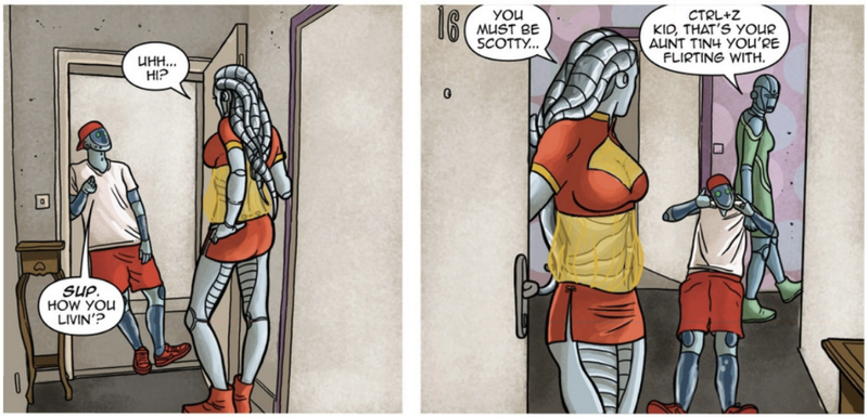Illustration for article titled D4VE #4 offers a hilarious tale of robots vs. aliens at an incredible price